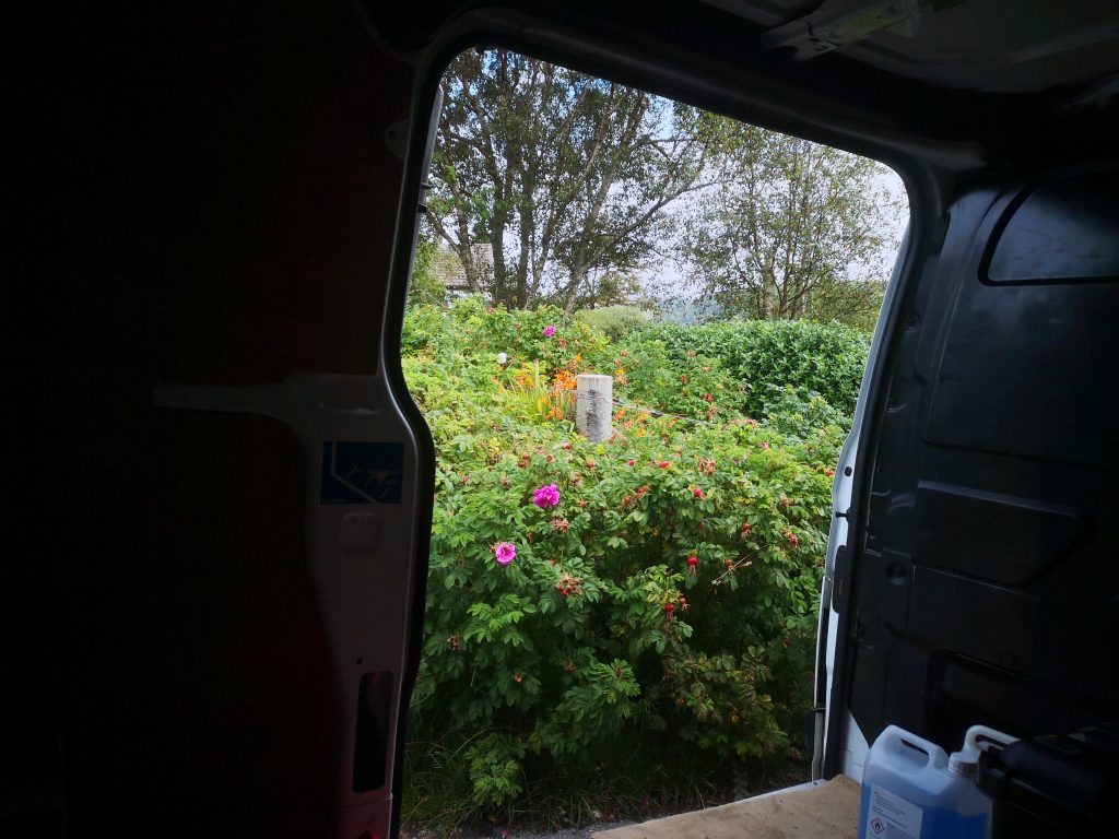 In the van
